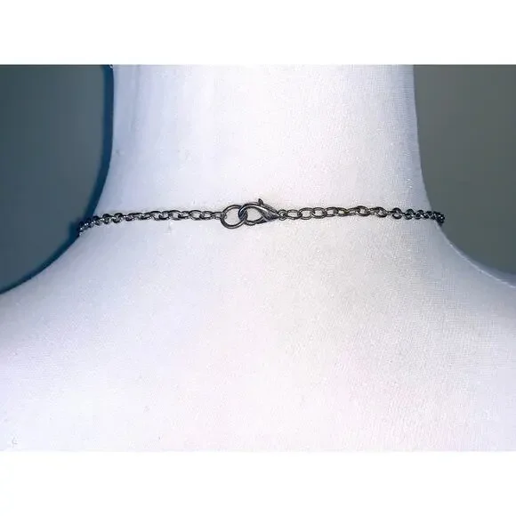 Vintage Hammered Silver Tone Interlocking Circle Dangling Disc Necklace - Picture 4 of 7